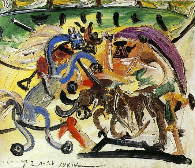 Courses de taureaux Corrida 4 1934 Cubismo Pintura al óleo
